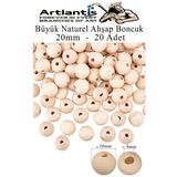 Naturel Ahşap Boncuk 20Mm 20 Li 1 Paket Ham Boyanabilir Ahşap Yuvarlak Doğal Boncuklar Takı Tasarım Ektinlik Kreş Okul