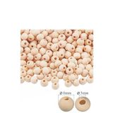Naturel Ahşap Boncuk 8mm 100 lü 1 Paket Ham Boyanabilir Ahşap Yuvarlak Doğal Boncuklar Takı Tasarım Ektinlik Kreş Okul