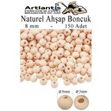 Naturel Ahşap Boncuk 8Mm 150 Li 1 Paket Ham Boyanabilir Ahşap Yuvarlak Doğal Boncuklar Takı Tasarım Ektinlik Kreş Okul