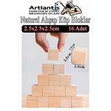 Naturel Ahşap Küp Bloklar 2.5X2.5x2.5cm 16 Adet Ahşap Naturel Kare Blok Eğitici Geliştirici Oyuncak Küp Matematik Birim
