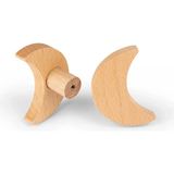 Naturel Dekor Ahşap Yarım Ay Hilal Kesim Kulp, Dolap Çekmece Kulpu 1 Adet, Bambu, Hasır, İskandinav, Bohem, Modern - Ahşap Rengi