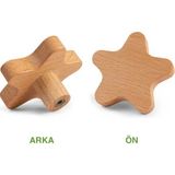 Naturel Dekor Ahşap Yıldız Kesim Kulp, Dolap Çekmece Kulpu 1 Adet, Bambu, Hasır, İskandinav, Bohem, Modern - Ahşap Rengi