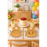 Naturel Dekor Bambu Ahşap 2\'li Neşeli-Üzgün Tavşan Mama Ek Gıda, Çocuk Sunum Yemek Tabağı 20X20 Cm, Mutfak, Sunum, Çocuk, Yemek, Tabak - Elde Yıkayınız - Açık Kahverengi
