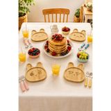 Naturel Dekor Bambu Ahşap 4'lü Tavşan Mama Ek Gıda Tabağı, Çocuk Sunum Yemek Tabağı 20X20 Cm, Mutfak, Sunum, Çocuk, Yemek, Tabak - Doğal Bambu - Açık Kahverengi