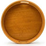 Naturel Dekor Bambu Kendinden Kulplu Yuvarlak Tepsi 35X5 cm - Dekoratif, Bohem, Iskandinav, Modern - 5 x 35 cm
