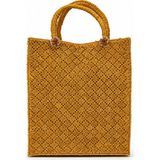 Naturel Dekor Doğal Bohem Çiçek Detaylı Dikdörtgen Hasır Çanta 29X46 Cm, Bambu, Rattan, Jüt, Sepet, Iskandinav, Modern - 29 x 46 cm