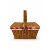 NATUREL DEKOR Hasır Görünümlü Büyük Boy Doğal Dikdörtgen Piknik Sepeti 38x25x18 cm - Bohem Brunch Sepeti, Dekorat