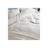 Naturel Krem Keten Çift Ponponlu Tek Kişilik Nevresim Takımı (Yedek Yastılkı) PRA-13572594-6144