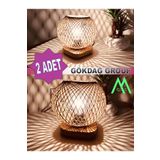 Naturel Lighting 2 Lİ Doğal Ağaç Abajur Jüt Hasır Başlık Lambader Aydınlatma