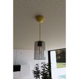 Naturel Lighting Füme Mika Camlı Tekli Sarkıt Avize Gold Kablo