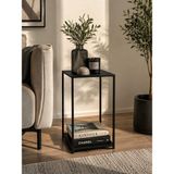 Naturel Metal 2 Katlı Orta Sehpa Modern Tasarım Siyah Metal 27cmX27cmX48cm Dayanıklı Yapı
