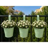 Naturel Metal Galvaniz Metal Askılı Balkon Bahçe Saksı Üçlü Set Açık Yeşil