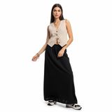 Naturel Müslin Yelek, V Yaka, Düğmeli, Organik Kumaş, İki Katlı, Oeko-Tex Sertifikalı (Ekru/kenevir, XL)