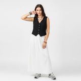 Naturel Müslin Yelek, V Yaka, Düğmeli, Organik Kumaş, İki Katlı, Oeko-Tex Sertifikalı (Siyah, M/L)