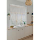Naturel Potlu Tül Perde Retro Krem Fırfırlı Krem