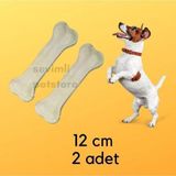 Naturel Sığır Derisi Köpek Çiğneme Kemiği 12 cm 2 Adet (Küçük/Orta Irk)