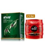 Natürel Sızma Zeytinyağı 2L Teneke + Yağlı Siyah Sele Zeytin 2 Kg 291-320 Kalibre (2'li Ekonomik Paket)