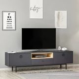 Naturel Tv Ünitesi Antrasit/Safir Meşe Modern Tv Sehpası – Raflı Ve Çekmeceli Tasarım