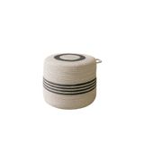 NatureLine Jüt PUF Salon Pufu Antre Puf Makyaj Masası ve Yatak Odası Banyo Puf Teras Veranda ve Balkon Uyumlu Hasır Dekoratif Dayanıklı ve Çok Amaçlı Puff (GRİ-ANTRASİT ŞERİT)