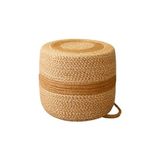 Natureline Jüt Puf Salon Pufu Antre Puf Makyaj Masası ve Yatak Odası Banyo Puf Teras Veranda ve Balkon Uyumlu Hasır Dekoratif Dayanıklı ve Çok Amaçlı Puff (Hasır-Beyazkırçıl) - 701 - Siyah