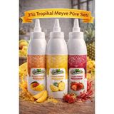 Naturello Tropikal Meyve Püre Seti 3X1000 ml – Mango, Ananas, Çilek - 1 lt