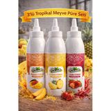 Naturello Tropikal Meyve Püre Seti 3x1000 ml – Mango, Ananas, Çilek