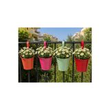 NATURELMETAL GALVANİZ METAL ASKILI BALKON SAKSI KARIŞIK RENKLİ DÖRTLÜ SET FİYATIDIR