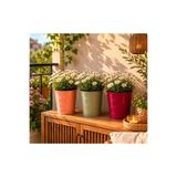 NATURELMETAL GALVANİZ METAL BALKON BAHÇE SAKSI ÜÇLÜ SET KARIŞIK RENK