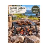 NATURELMETAL Portatif Katlanır Kamp Piknik Mangal Ateş Üstü Büyük Boy 2mm Çelik Izgara
