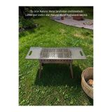 NATURELMETAL Sehpalı Galvaniz Katlanır Mangal Krom Izgara 50cm