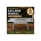 NATURELMETAL Sehpalı Galvaniz Metal Katlanır Mangal Krom Izgara 50*30cm