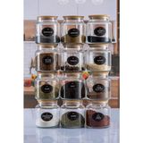 Naturelove 12’li Bambu Kapaklı, Etiket Hediyeli Baharatlık Takımı Baharat Seti 500ML