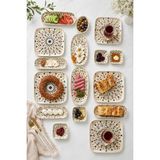 Naturelove 29 Parça Kare Kahvaltı Takımı - Dijital Desenli Rosa 6 Kişilik Kahvaltı Servis Sunum Seti