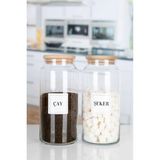 Naturelove 2'li Ahşap Kapaklı Etiketli Çay Şeker Cam Kavanoz Saklama Kabı 1300 ml
