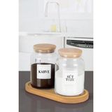 Naturelove 2'li Ahşap Stantlı Bambu Kapaklı Süt Tozu Kahve Etiketli Kavanoz 800 ml