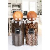 naturelove 2'li Ahşap Top Kapaklı Çay ve Kahve Kavanozu Saklama kabı Cam 1400 ML