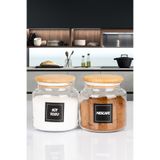 naturelove 2'li Ahşap Vakumlu Kapaklı Süt Tozu Neskafe Kavanozu Saklama kabı Cam 600 ML