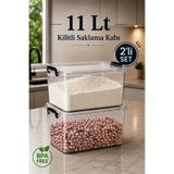 naturelove 2'li Set 11 Lt Kilitli Un Bakliyat Erzak Saklama Kabı Çok Amaçlı Düzenleyici Oyuncak Deterjan Kutusu