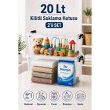 naturelove 2'li Set 20 Lt Kilitli Saklama Kutusu Çok Amaçlı Düzenleyici Kiler Erzak Hırdavat Oyuncak Organizer