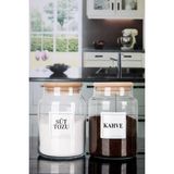 Naturelove 2'li Stantsız Bambu Kapaklı Süt Tozu Kahve Etiketli Kavanoz 800 ml