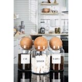 Naturelove 3'lü Ahşap Top Kapaklı Çay Şeker Kahve Tuz Kavanozu Cam 1000 ml