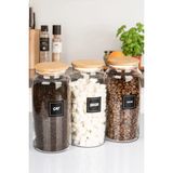 naturelove 3'lü Ahşap Vakumlu Kapaklı 1400 Ml Çay Şeker Kahve Erzak Saklama Kavanozu