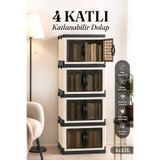 naturelove 4 Katlı Kapaklı Katlanabilir Kitaplık - Çok Amaçlı Modüler Banyo Mutfak Kiler Ofis Düzenleyici Organizer