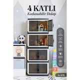naturelove 4 Katlı Katlanabilir Oyuncak Dolabı - Çok Amaçlı Modüler Çocuk Odası Düzenleyici Organizer