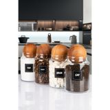 naturelove 4'lü Ahşap Top Kapaklı 1000 Ml Çay Kahve Şeker Tuz Erzak Saklama Kavanozu