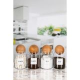 Naturelove 4'lü Ahşap Top Kapaklı Cam Kavanoz Seti 1000 ml Çay Şeker Kahve Tuz İçin