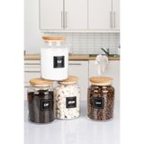 naturelove 4'lü Ahşap Vakumlu Kapaklı 1000 Ml Çay Şeker Kahve Tuz Erzak Saklama Kavanozu