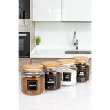 Naturelove 4'lü Cam Kavanoz Seti 600 ml Ahşap Vakumlu Kapaklı Filtre Kahve Türk Kahvesi Nescafe Süt Tozu