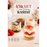 Naturelove 4'lü Cam Tatlı ve Sunum Kasesi Seti – 350 ml Çizgili Cam Magnolia - Tiramisu ve Tatlı Kasesi