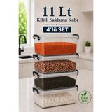 naturelove 4'lü Set 11 Lt Kilitli Un Bakliyat Erzak Saklama Kabı Çok Amaçlı Düzenleyici Oyuncak Deterjan Kutusu